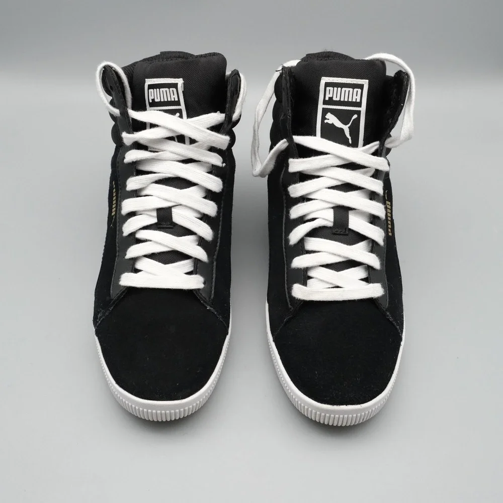 Puma Vikky Wedge Women Black Suede Hidden Heel Streetwear 8 356049 01